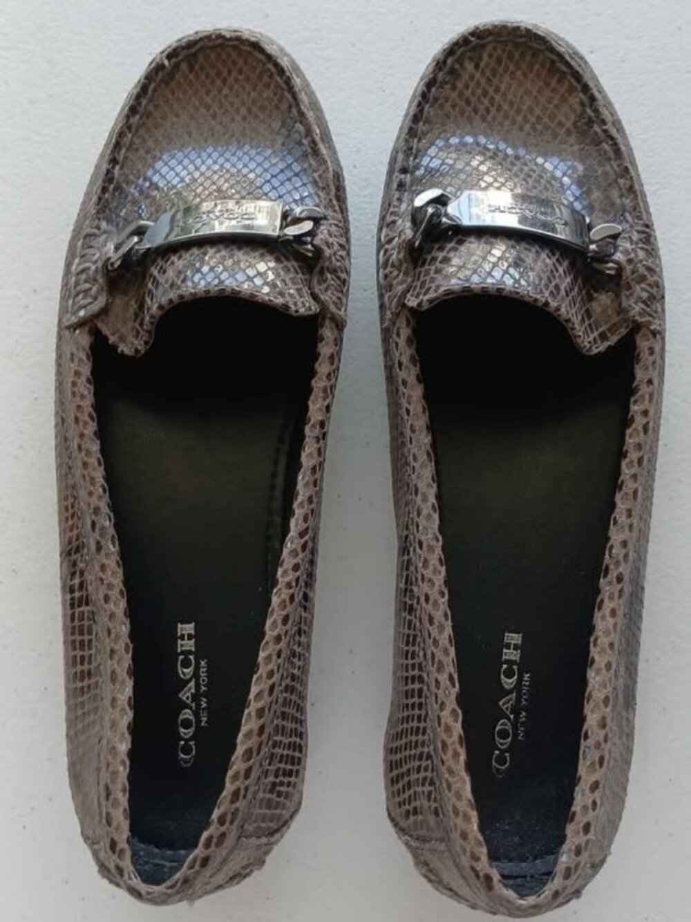 Coach Snakeskin Print Loafers - 7